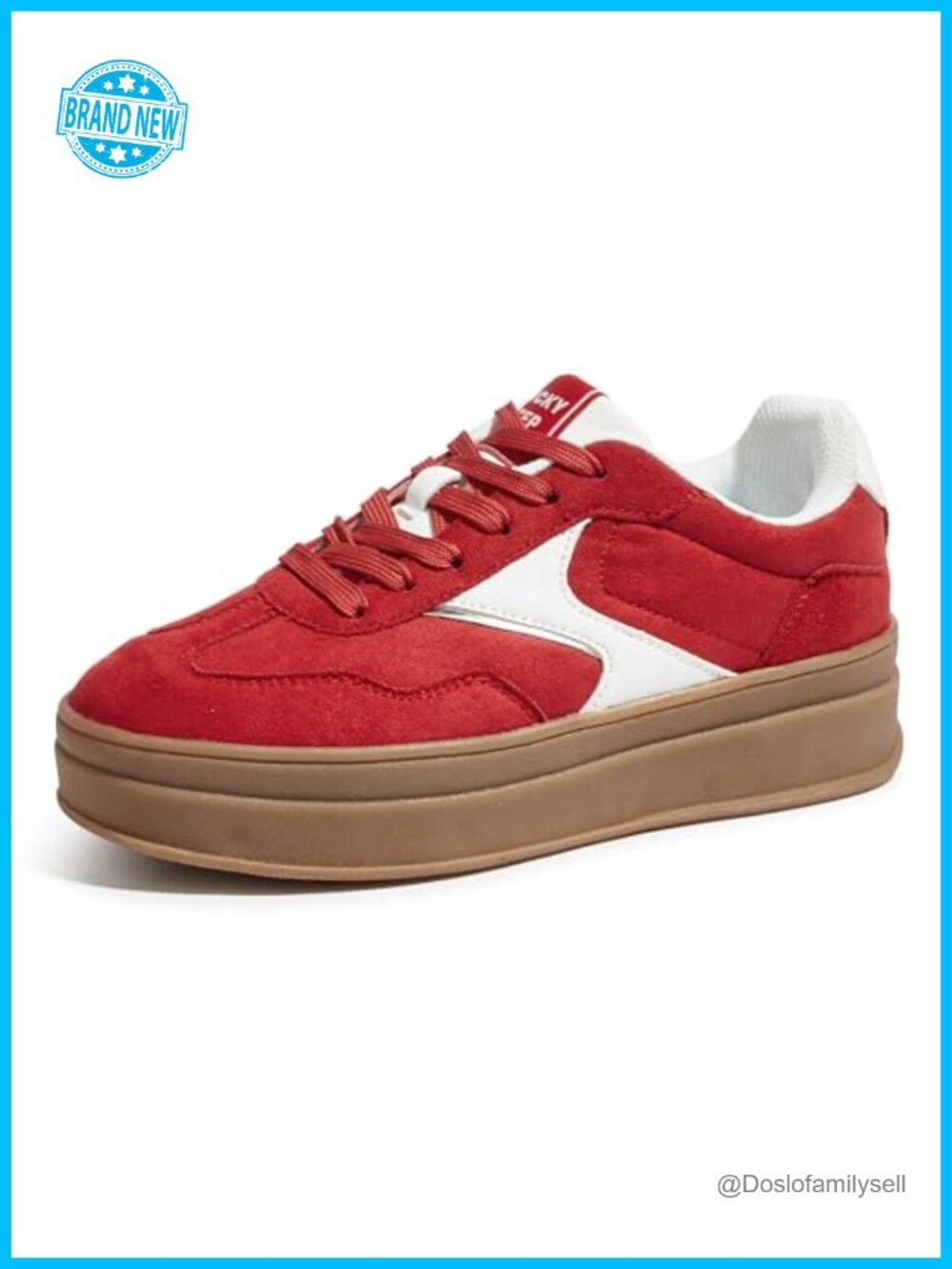 LUCKY STEP Women's Platform Retro Gum Sole Sneakers Faux Leather Skate Shoes